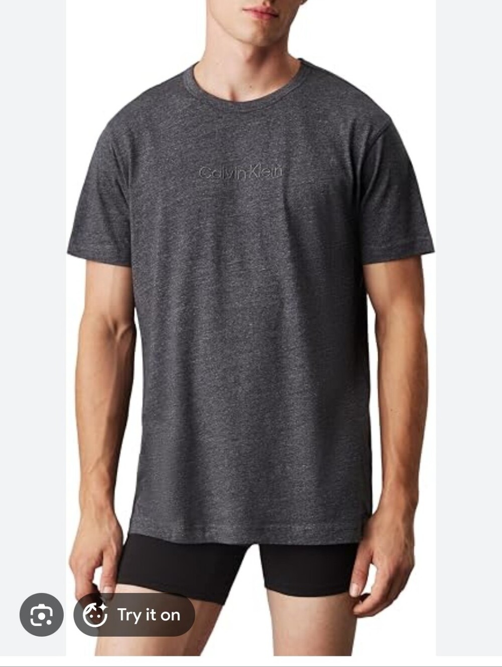 Calvin Klein Men’s Heather Gray Logo Crewneck T-Shirt Numerous Sized